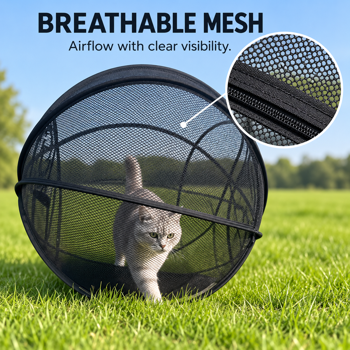 🐱 Pop Up Cat Playpen – Portable Outdoor Cat Enclosure with Breathable Mesh