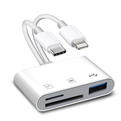 ⚡ Multi-Function SD Card Reader with USB-C/Lightning/USB-A — High-Speed OTG Adapter for iPhone, iPad & Android