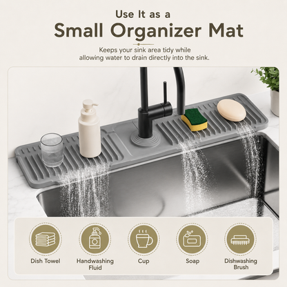 📢LAST DAY 49% OFF🔥🚰Silicone Sink Faucet Splash Guard Mat | 7° Slope Self Draining Foldable Kitchen Counter Mat