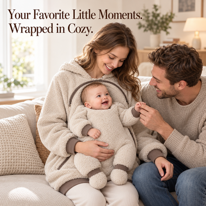 🧸 Cozy Sherpa Baby Pouch Hoodie – Keep Your Little One Close