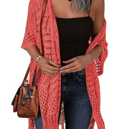 🔥 Limited-Time 49% OFF🏖️ Women's Boho Crochet Fringe Cardigan 🌿 Lightweight Summer Kimono