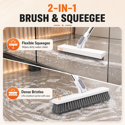 🔥LAST DAY 49% OFF🔥🧼 2 in 1 Floor Scrub Brush with Long Handle🧹 Rotatable Tile Cleaning Brush with Squeegee