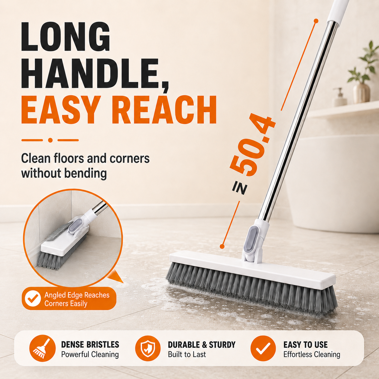 🔥LAST DAY 49% OFF🔥🧼 2 in 1 Floor Scrub Brush with Long Handle🧹 Rotatable Tile Cleaning Brush with Squeegee