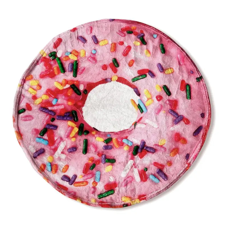 Pink Donut realistic round food blanket