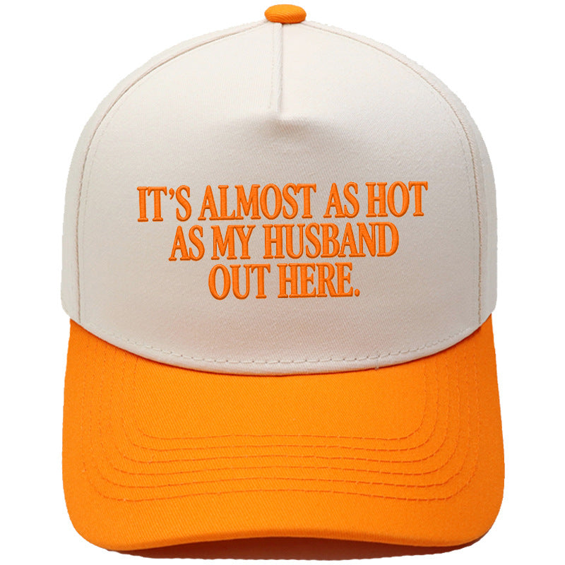 🤣🧢Funny "Almost As Hot As My Husband" Embroidered Hat | Retro Aesthetic Two-Tone Snapback Cap for Women | Trendy Camo & Graphic Summer Statement Baseball Cap