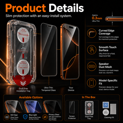 📢LAST DAY 49% OFF🔥📱Dust-Free One-Pull Tempered Glass Screen Protector