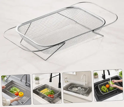 📢LAST DAY 49% OFF🔥🧺Expandable Over‑the‑Sink Stainless Steel Drain Basket 💦