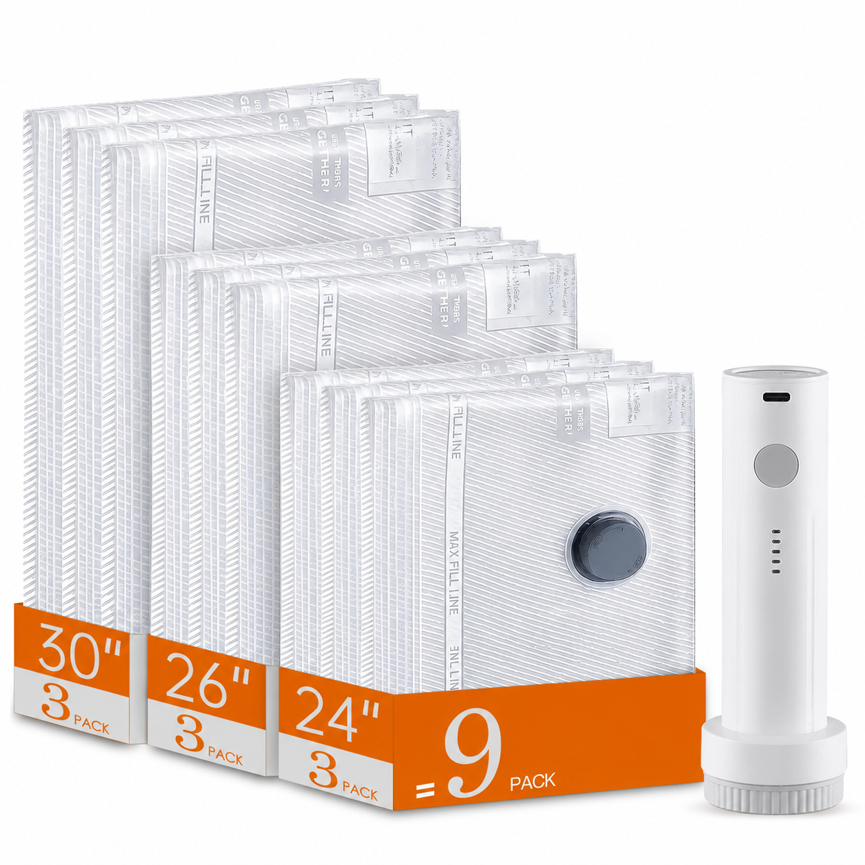 🔥49％OFF-Cordless Travel Vacuum Bag Set with Rechargeable Air Pump -  Airtight Resealing Sealed Organizers for Luggage, Vacuum Bags For Travel