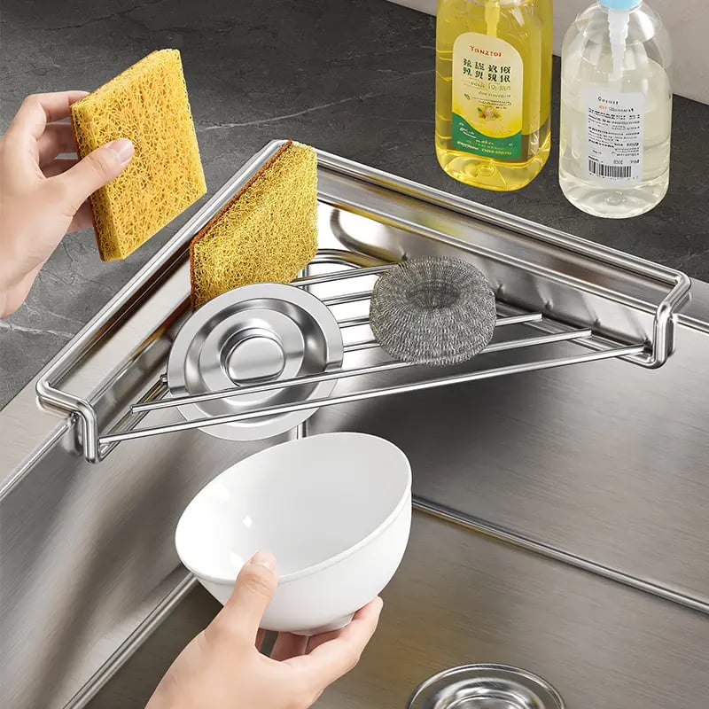 🔥Stainless Steel Corner Sink Shelf