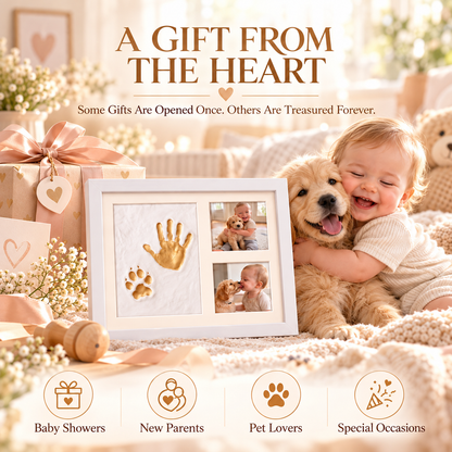 Baby & Pet Paw Print Keepsake Kit – Personalized Handprint & Photo Memory Frame