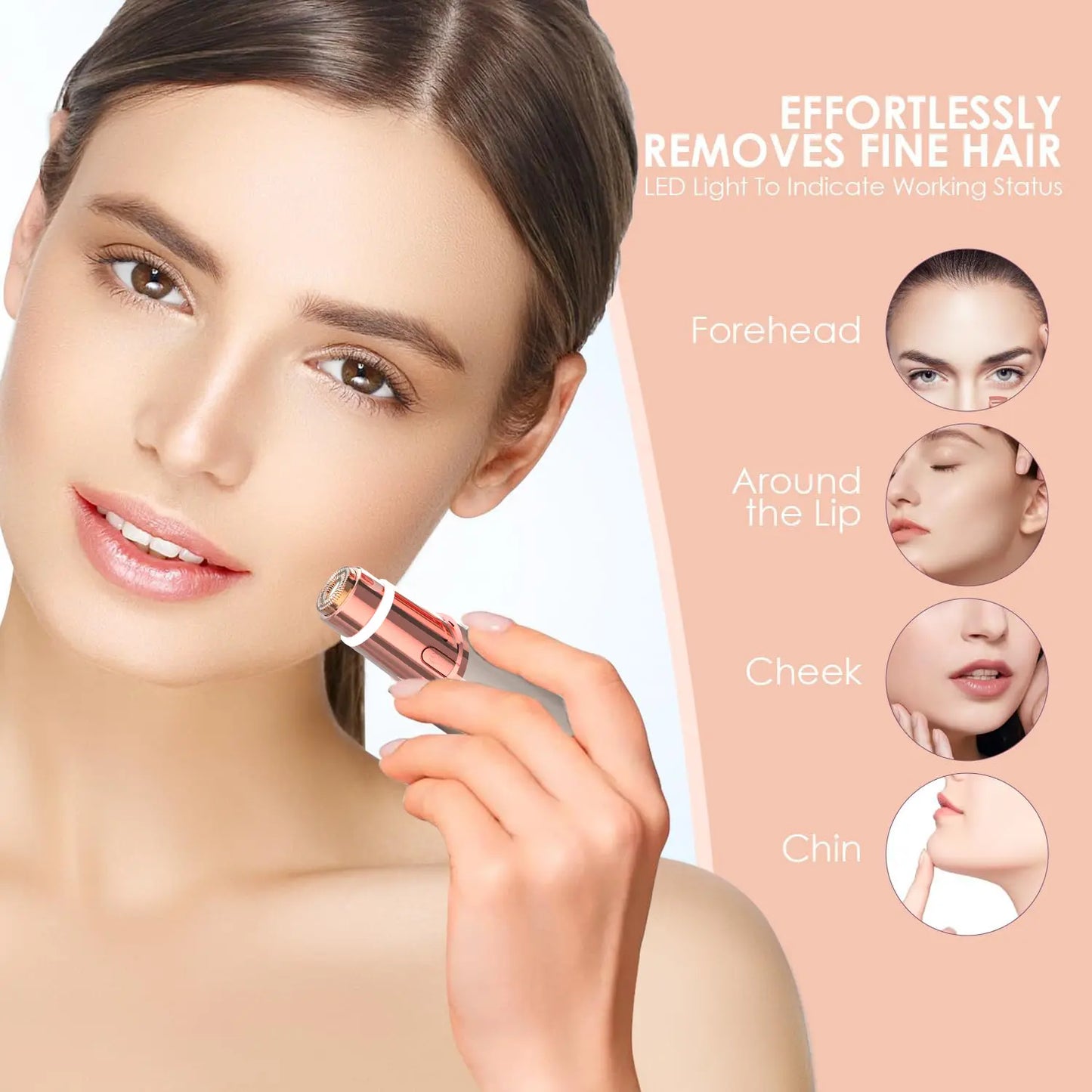 🔥LAST DAY 49% OFF🔥💆‍♀️ 2 in 1 Facial & Eyebrow Hair Trimmer, Painless Electric Shaver for Women