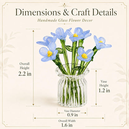 🏺 Handcrafted Mini Glass Flower Set | 7 Flowers & 1 Vase🌷 DIY Eternal Floral Desktop Ornament