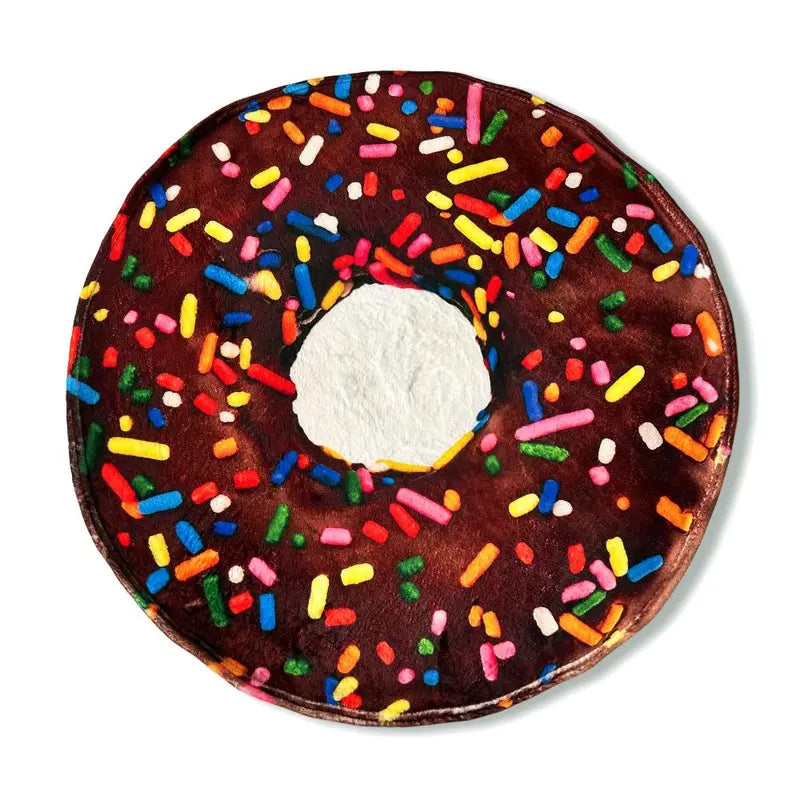 Chocolate Donut realistic round food blanket