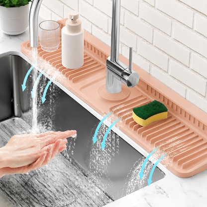 📢LAST DAY 49% OFF🔥🚰Silicone Sink Faucet Splash Guard Mat | 7° Slope Self Draining Foldable Kitchen Counter Mat
