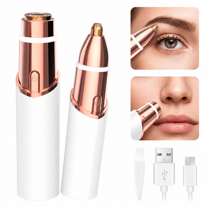 🔥LAST DAY 49% OFF🔥💆‍♀️ 2 in 1 Facial & Eyebrow Hair Trimmer, Painless Electric Shaver for Women
