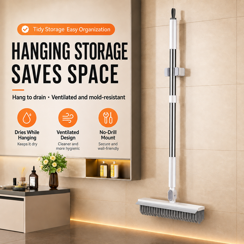🔥LAST DAY 49% OFF🔥🧼 2 in 1 Floor Scrub Brush with Long Handle🧹 Rotatable Tile Cleaning Brush with Squeegee