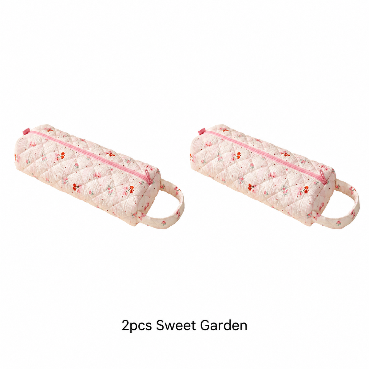 🔥LAST DAY 49% OFF👝 Quilted Cylinder Makeup Bag | 🎀 Cute Travel Toiletry Pouch with Handle