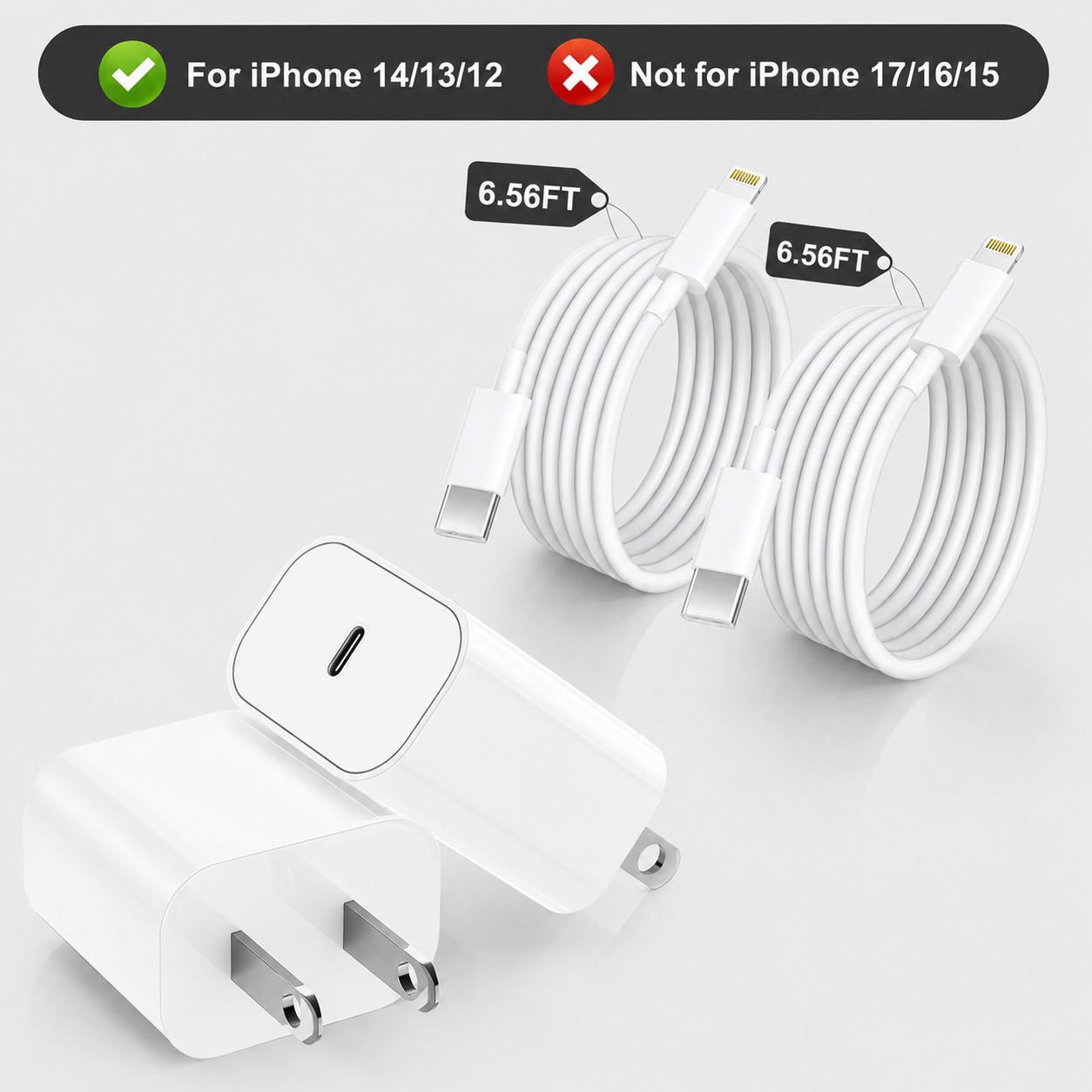 🔥LAST DAY 49% OFF🔥🔌 2-Pack 20W USB-C PD Fast Charger Set ⚡ 6.56 FT Long Charging Cable