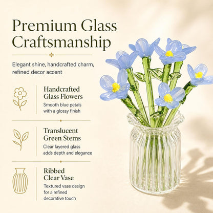🏺 Handcrafted Mini Glass Flower Set | 7 Flowers & 1 Vase🌷 DIY Eternal Floral Desktop Ornament