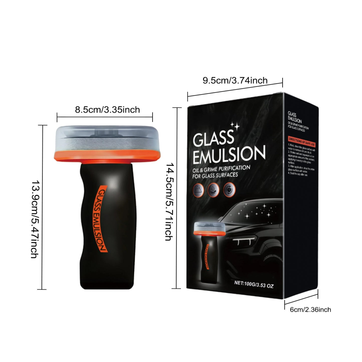 🚗🧼 Handheld Car Glass Oil Film Cleaner Cream | Portable Windshield Degreasing Sponge Brush 100g