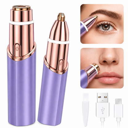 🔥LAST DAY 49% OFF🔥💆‍♀️ 2 in 1 Facial & Eyebrow Hair Trimmer, Painless Electric Shaver for Women