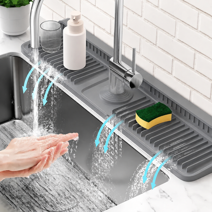 📢LAST DAY 49% OFF🔥🚰Silicone Sink Faucet Splash Guard Mat | 7° Slope Self Draining Foldable Kitchen Counter Mat