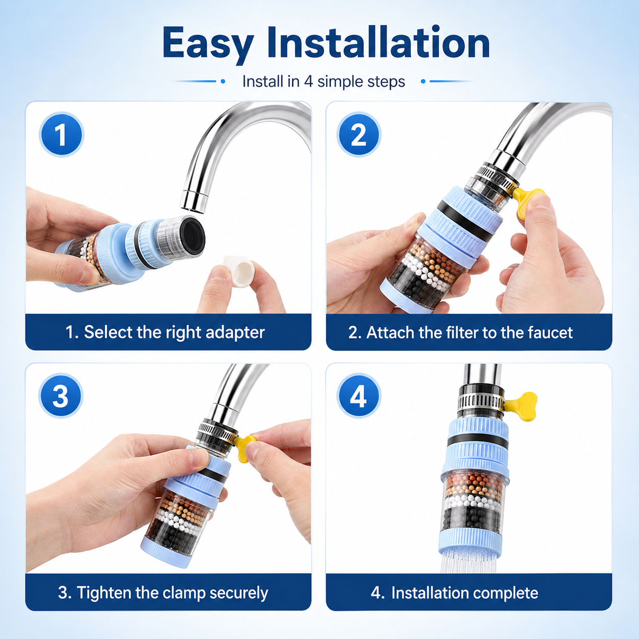 🔥LAST DAY 49% OFF🔥💧 6-Layer Faucet Water Filter ✨ 360° Rotatable Kitchen Tap Purifier, Splash-Free Tap Filter
