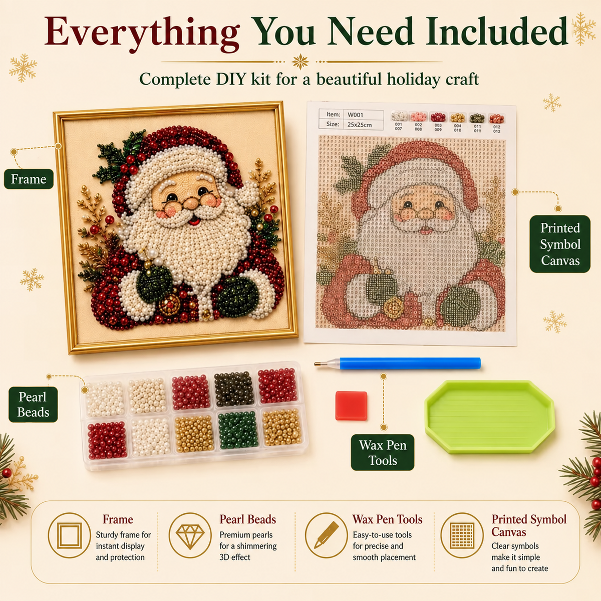 🔥 Limited-Time 49% OFF 🎅Christmas Diamond Art Kit 💎 3D Pearl Bead Painting for Holiday Décor & Gifts