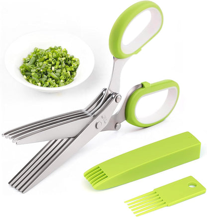 🔥LAST DAY 49% OFF🔥✂️ 5‑Blade Scissors, Multipurpose Kitchen Shears with Safety Cover & Cleaning Comb
