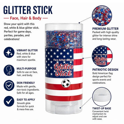 3-in-1 Patriotic Glow😍✨Red, White & Blue Glitter Body Stick