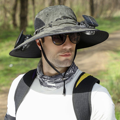 🔥Last Day Sale 49% -Wide Brim Solar Fan Outdoor Fishing Hat-Solar & USB Charging