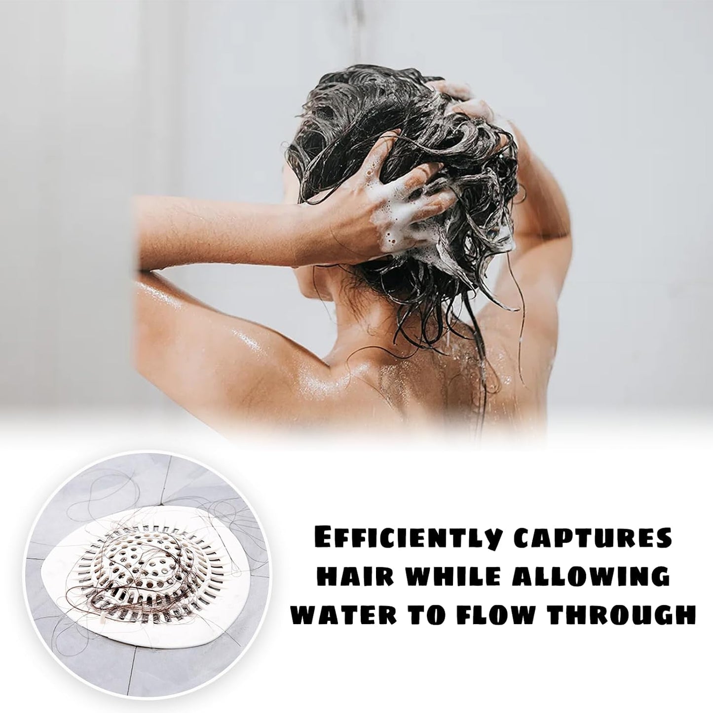🔥LAST DAY 49% OFF🔥🚿 Convex Silicone Hair Catcher 🧼 with Suction Cups, Reusable Drain Filter