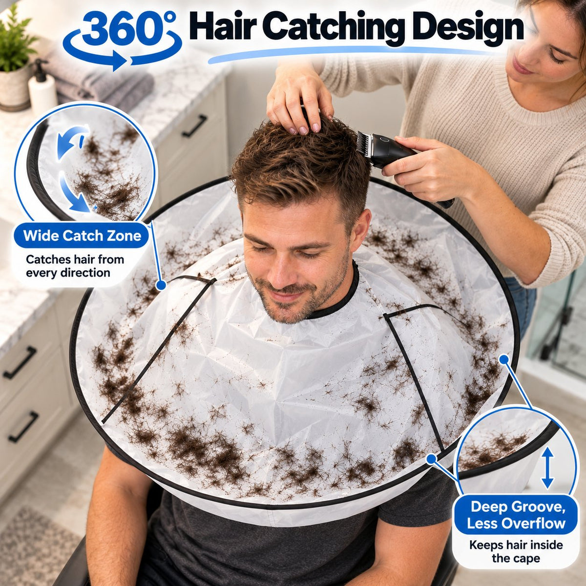 🔥 Limited-Time 49% OFF | ✂️ Foldable Hair Catcher Cape, Waterproof Haircut Cape