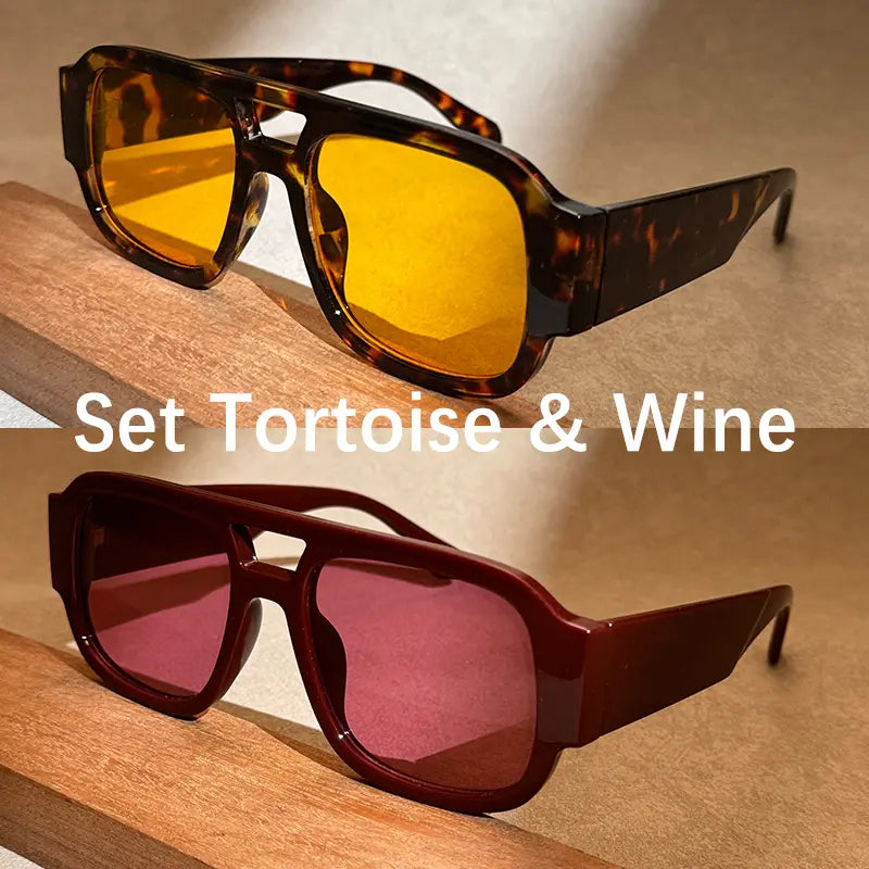 😎Stylish Aviator Sunglasses for Men and Women , Trendy Rectangle, Fashionable Design, Perfect for Outdoor Activities and Daily Wear