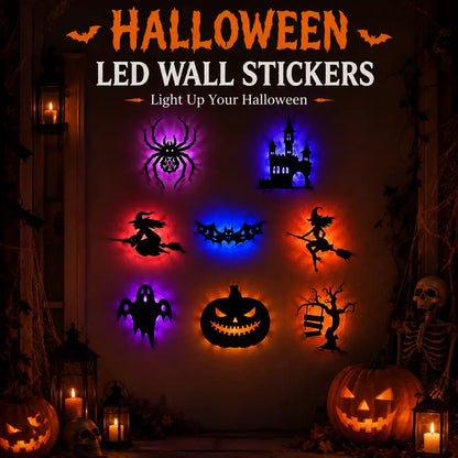🔥LAST DAY 49% OFF🔥🎃Halloween LED Silhouette Wall Light Stickers | Battery Powered Peel & Stick Spooky Party Decor