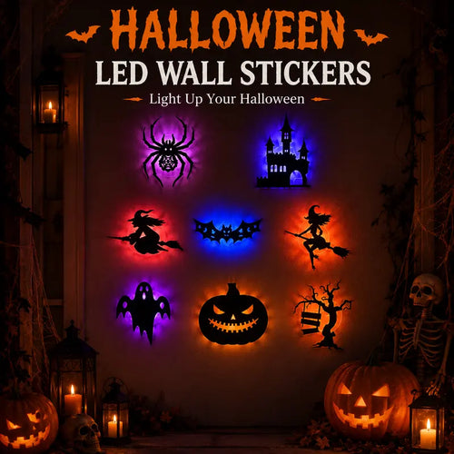 🔥LAST DAY 49% OFF🔥🎃Halloween LED Silhouette Wall Light Stickers | Battery Powered Peel & Stick Spooky Party Decor