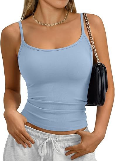🔥Best Seller 🤍 Women's Ribbed Cami Tank Top | Adjustable Straps & Slim Fit