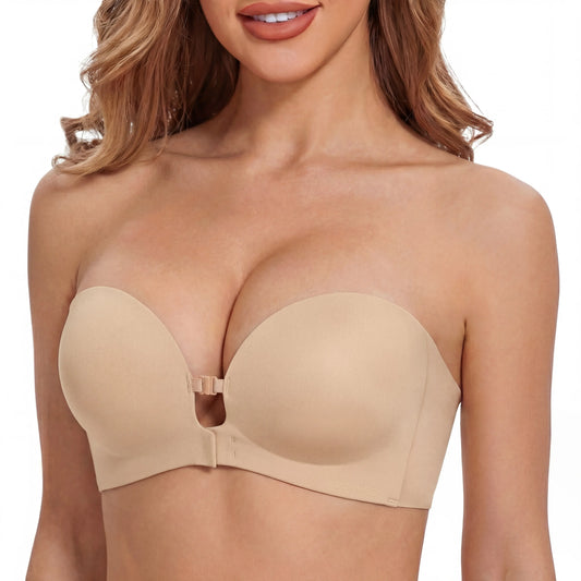 Women's Strapless Push Up Bra with Anti-Slip Technology