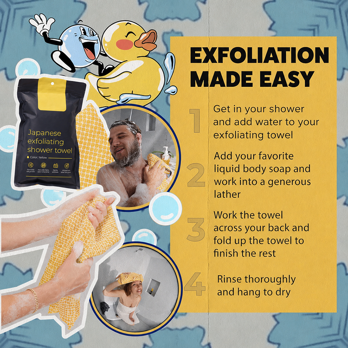 🔥49％ OFF-Exfoliating Shower Towel - Rip-Resistant Washcloth