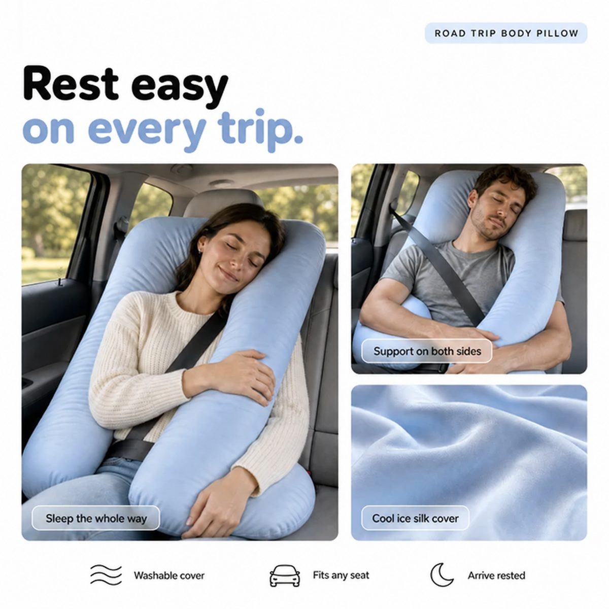 🚗 Your Coziest Co-Pilot — U-Shaped Passenger Travel Pillow