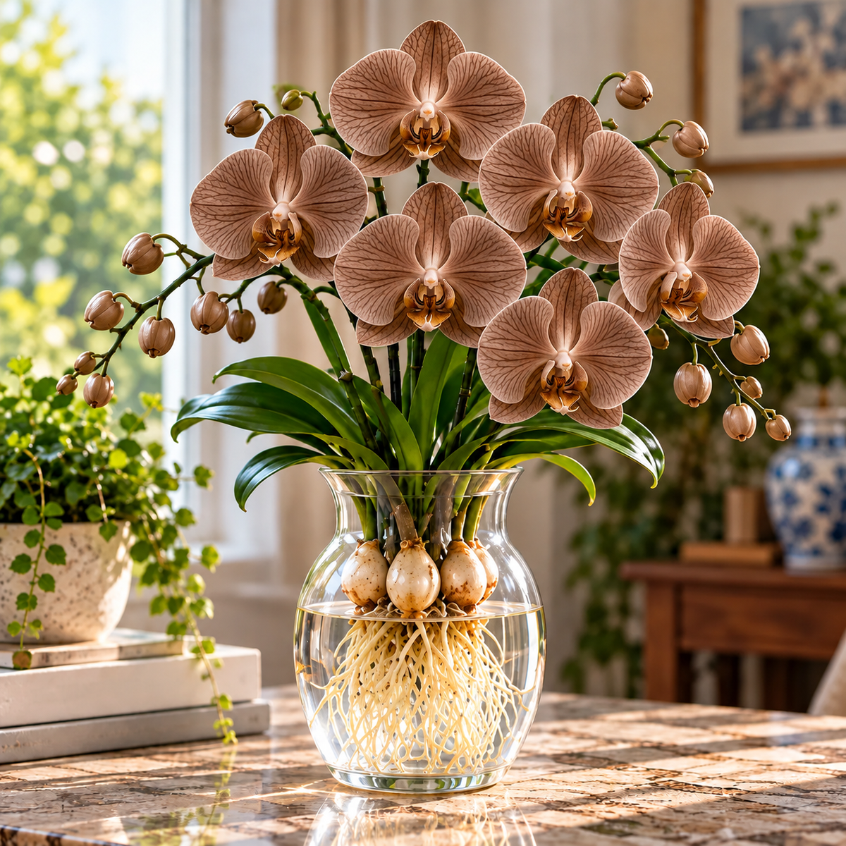 🌸 Rare Hydroponic Phalaenopsis Orchid Bulbs –🦋 Elegant Blooms Grown Beautifully in Water