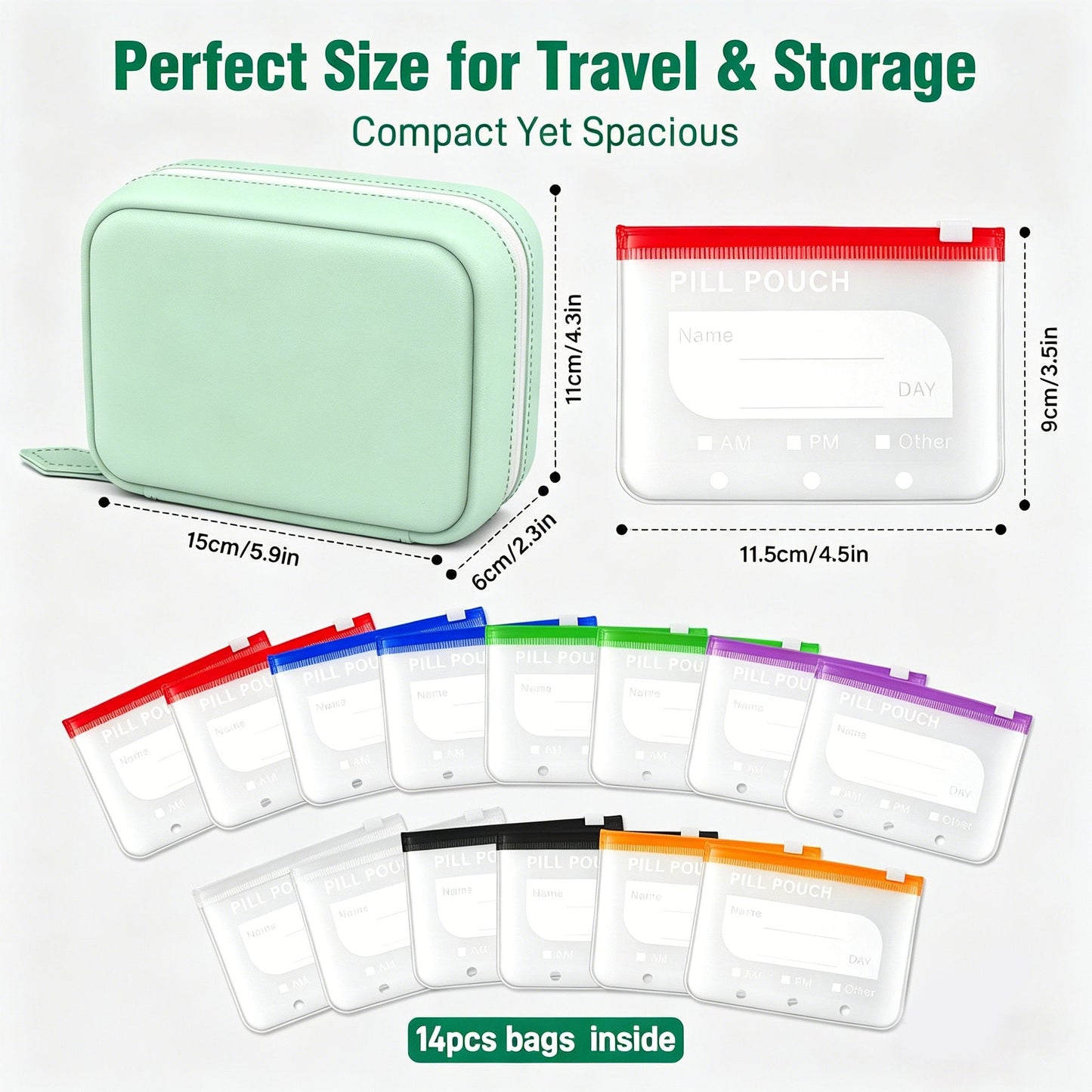 🔥 49% OFF | Waterproof Pill Organizer Binder – 14 Reusable Color-Coded Travel Pouches