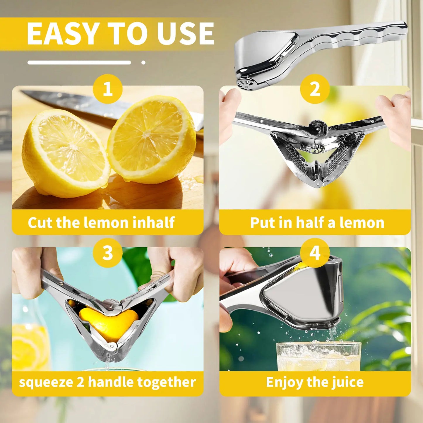 🔥Limited Time-49% OFF🍹Foldable Stainless Steel Lemon Squeezer Multi Fruit Hand Juicer Press
