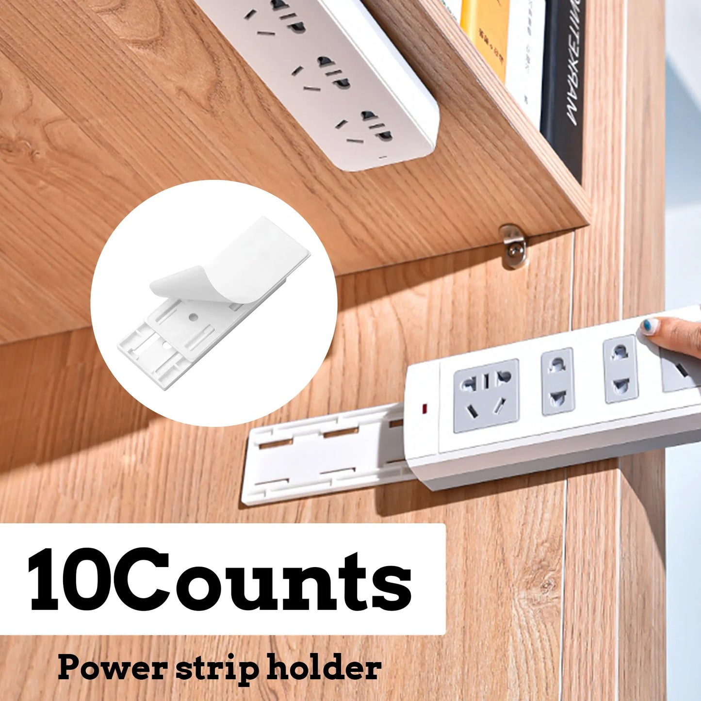 📢LAST DAY 49% OFF🔥 🔌Punch‑Free Power Strip Wall Mount Holder, Self‑Adhesive Socket Bracket