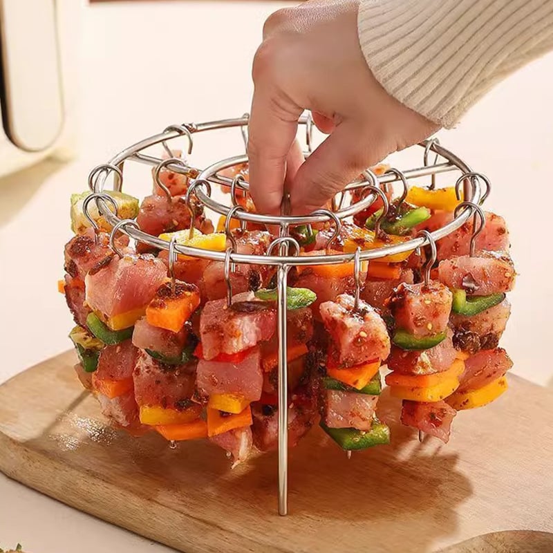 🔥 49% OFF Today | 2-Pack Air Fryer Kebab Rack – 304 Stainless Steel Skewer Grill Stand 🍢