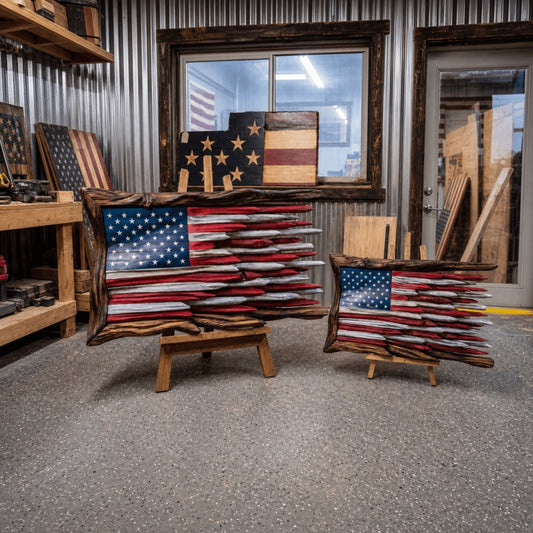 🇺🇸 Handcrafted 3D Wooden American Flag Wall Art | Rustic Patriotic Home Decor