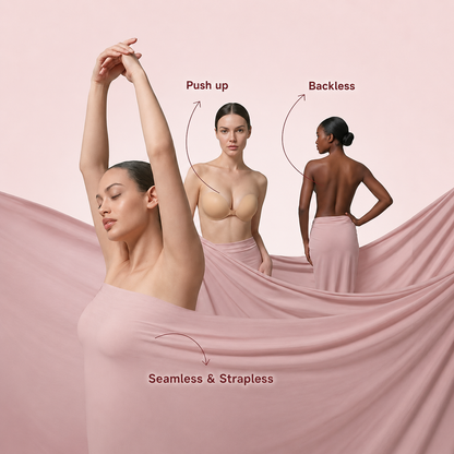 Adhesive Bra Backless Strapless Reusable Sticky Invisible Push Up Bra For Women