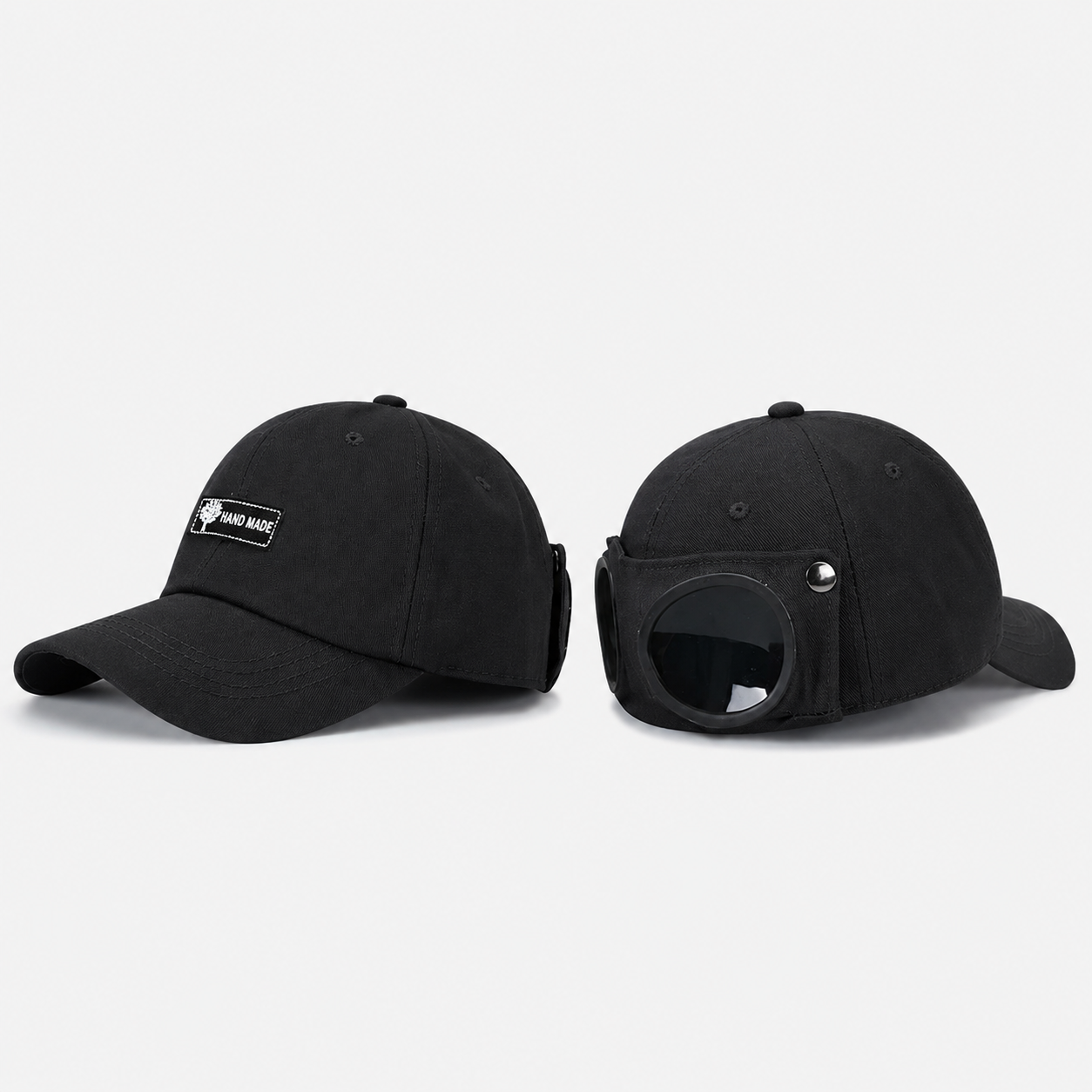 🔥LAST DAY 49% OFF🔥🧢Vintage Pilot Baseball Cap with Flip‑Up Goggles, 🛩️Sun Protection Fitted Hat for Men