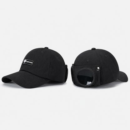 🔥LAST DAY 49% OFF🔥🧢Vintage Pilot Baseball Cap with Flip‑Up Goggles, 🛩️Sun Protection Fitted Hat for Men