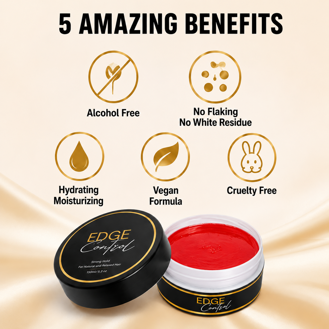 🔥LAST DAY 49% OFF🔥💆‍♀️✨ Large Size Strong Hold Edge Control Gel, No Flake Edge Tamer for Thick Edges & 4C Hair